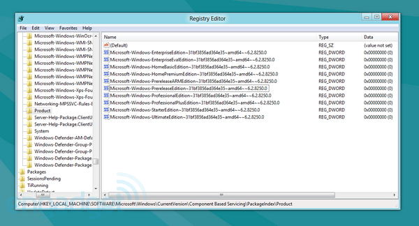 Windows 8 registry confirms Professional Plus version, nine retail flavors to choose from
